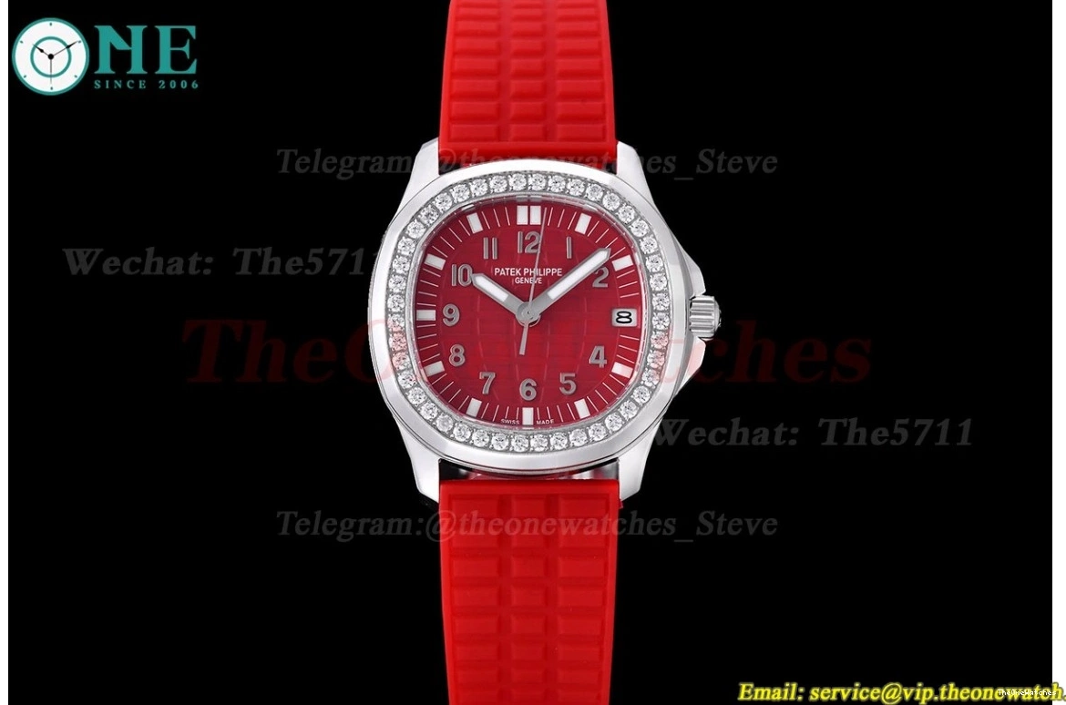 TWF Diamond Red RU Ladies SS Aquanaut 35mm A324 Bezel 0410